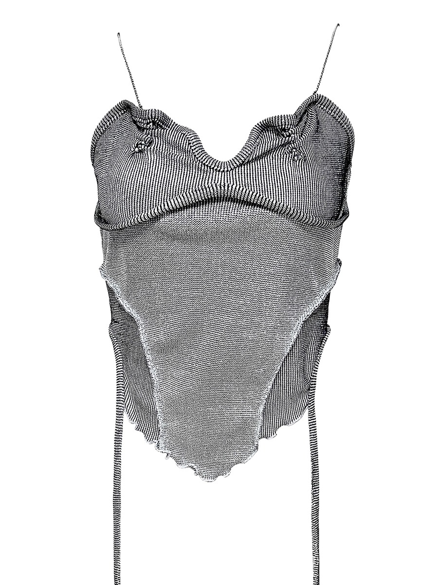 crystal layer bustier - metal gray
