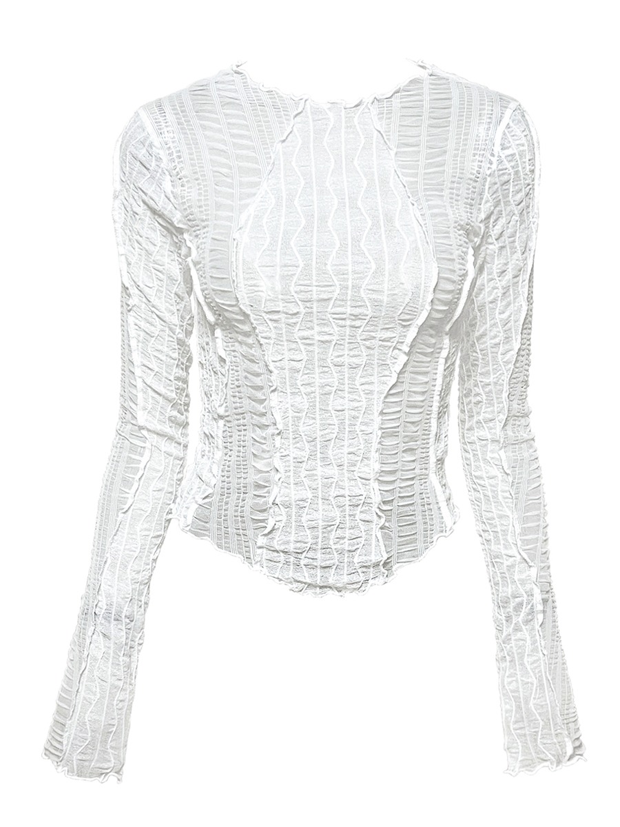 wrinkle snake layer top - white