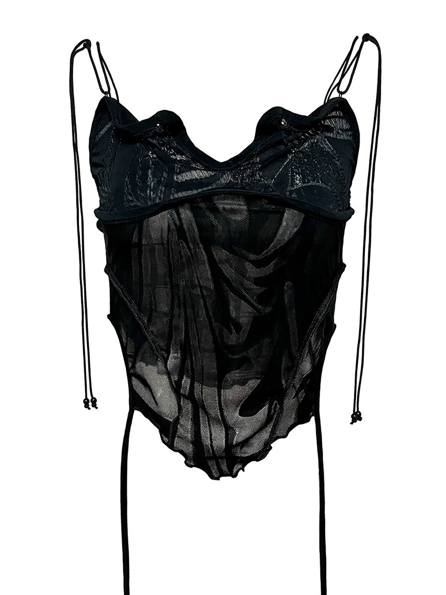 crystal layer bustier - black